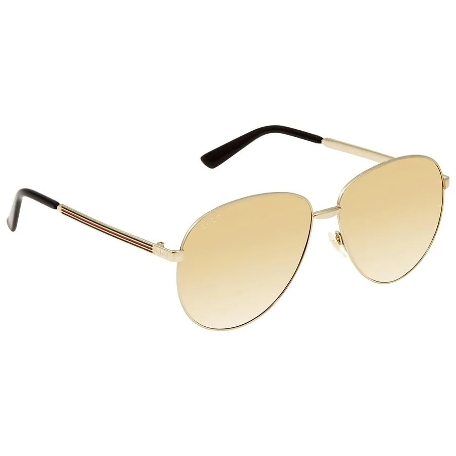 Kính mắt Gucci Nâu-Vàng - Kính Mát Gucci Brown Gradient Geometric Unisex Sunglasses GG0138S 007 61 - Vua Hàng Hiệu